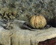 Gustave Caillebotte The muskmelon and a handleless cup of fig oil on canvas